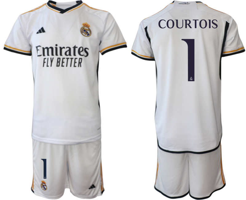 2023-24 Real Madrid  #1 COURTOIS Home white Jerseys Suit