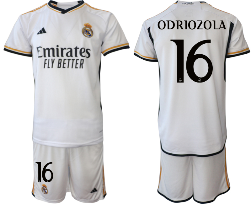 2023-24 Real Madrid  #16 ODRIOZOLA Home white Jerseys Suit