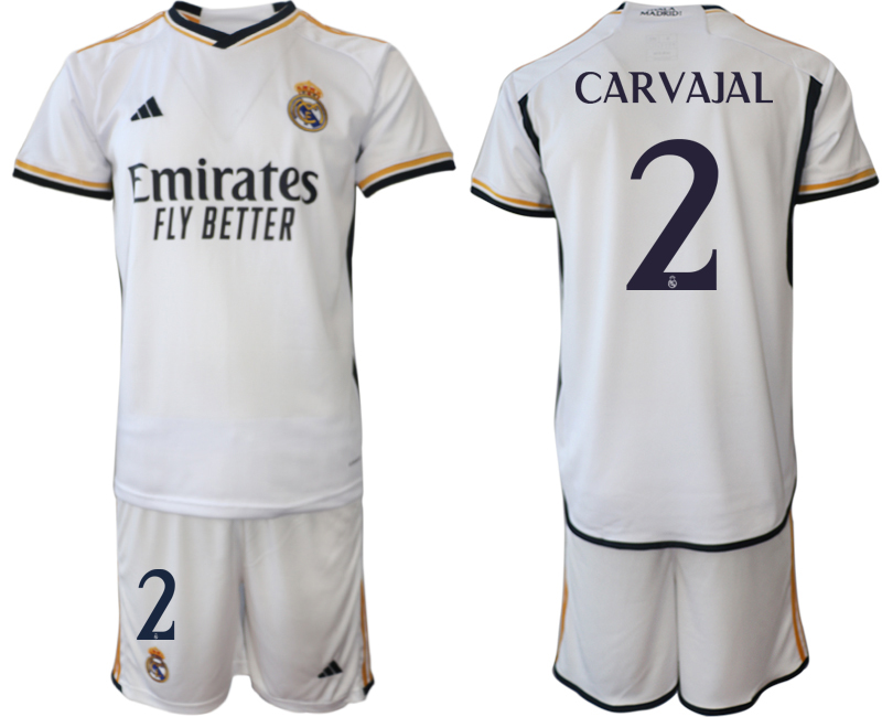 2023-24 Real Madrid  #2 CARVAJAL Home white Jerseys Suit