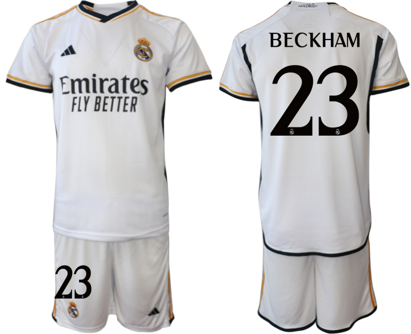 2023-24 Real Madrid  #23 BECKHAM Home white Jerseys Suit