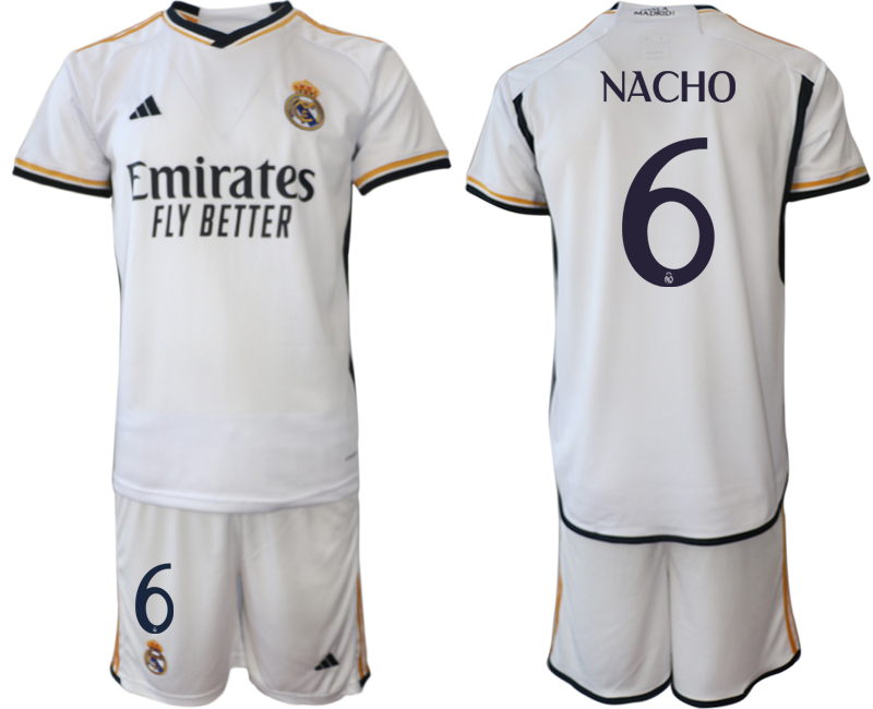 2023-24 Real Madrid  #6 NACHO Home white Jerseys Suit