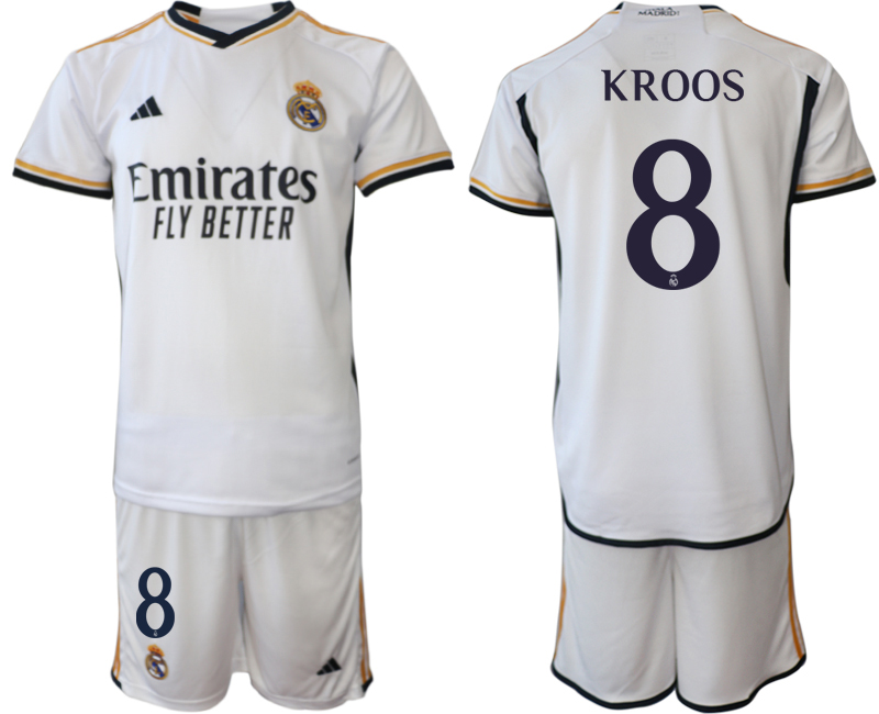 2023-24 Real Madrid  #8 KROOS Home white Jerseys Suit