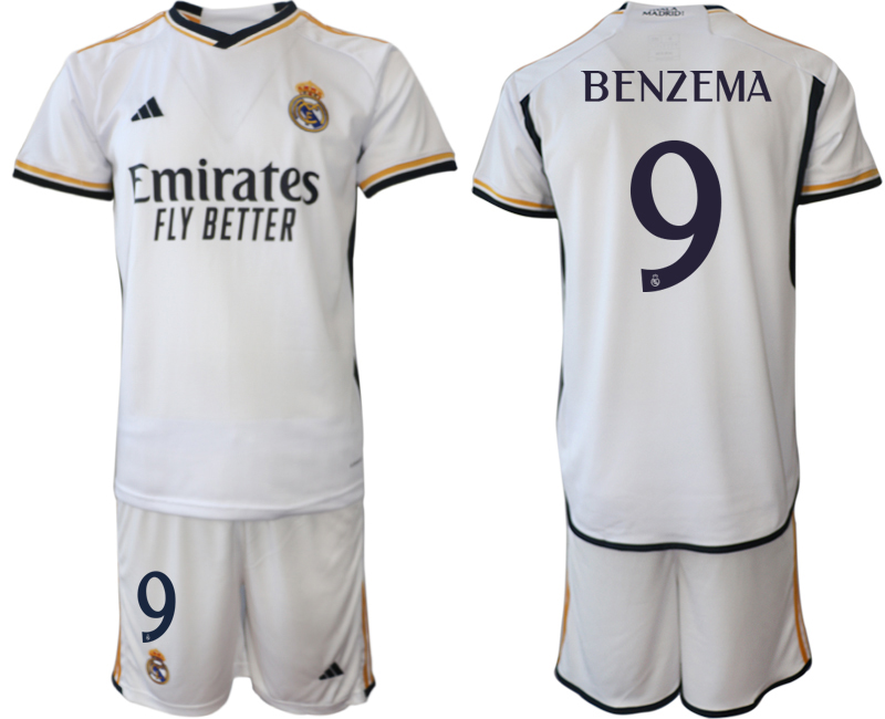 2023-24 Real Madrid  #9 BENZEMA Home white Jerseys Suit