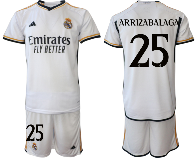 2023-24 Real Madrid #25 ARRIZABALAGA Home white Jerseys Suit