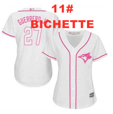 Women Toronto Blue Jays #11 Bo Bichette Mother's Day white pink Cool Base Stitched Baseball Jersey