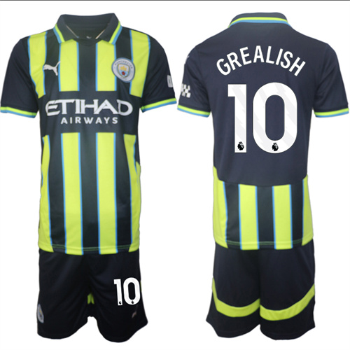 Men's Manchester City  #10 GREALISH Away 2024-25 Suit Soccer Jerseys