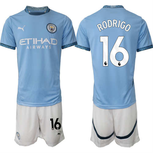 Men's Manchester City #16 RODRIGO home 2024-25 Suit Soccer Jerseys