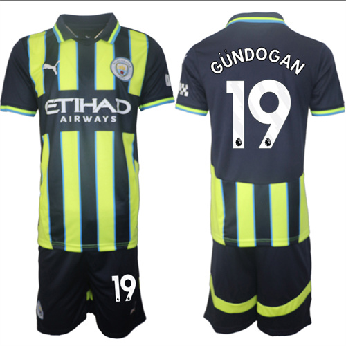 Men's Manchester City  #19 GUNDOGAN Away 2024-25 Suit Soccer Jerseys