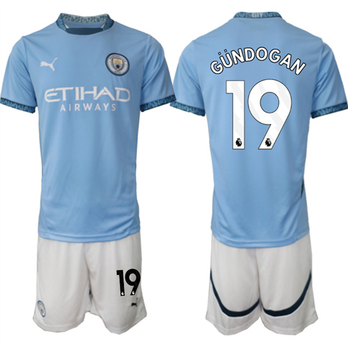 Men's Manchester City  #19 GUNDOGAN home 2024-25 Suit Soccer Jerseys