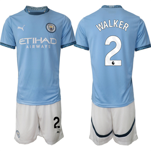Men's Manchester City  #2 WALKER home 2024-25 Suit Soccer Jerseys