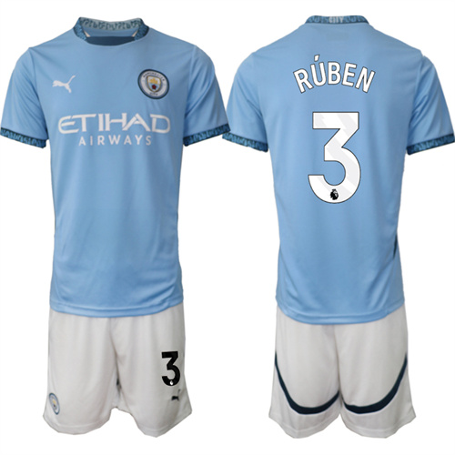 Men's Manchester City #3 RUBEN home 2024-25 Suit Soccer Jerseys