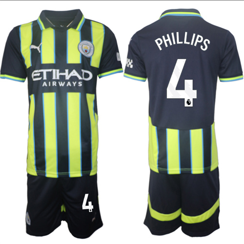 Men's Manchester City  #4 PHILLIPS Away 2024-25 Suit Soccer Jerseys