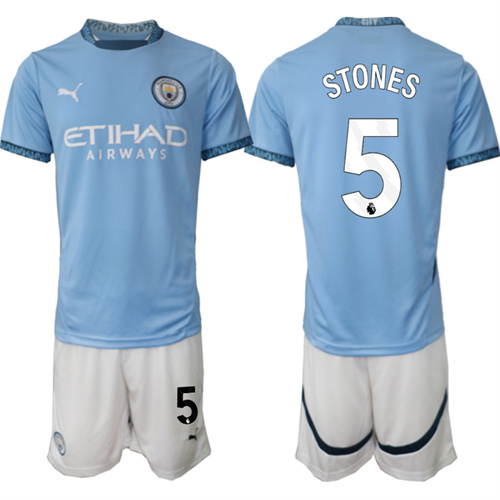 Men's Manchester City  #5 STONES home 2024-25 Suit Soccer Jerseys