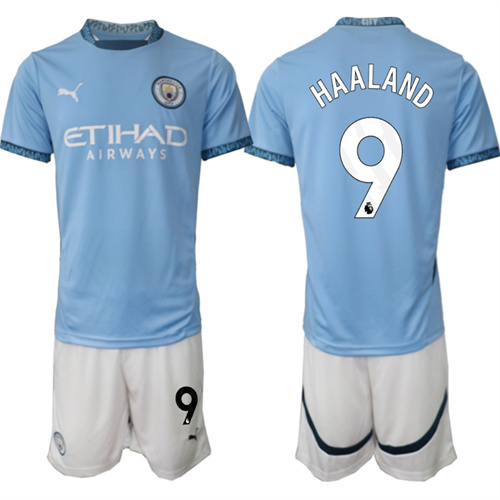 Men's Manchester City  #9 HAALAND home 2024-25 Suit Soccer Jerseys