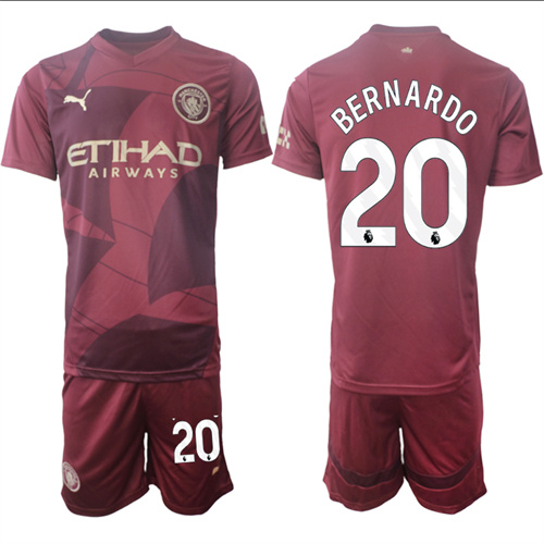 Men's Manchester City #20 BERNARDO Red Third 2024-25 Suit Soccer Jerseys