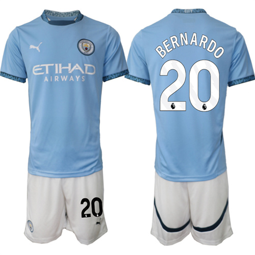 Men's Manchester City #20 BERNARDO home 2024-25 Suit Soccer Jerseys
