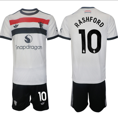 Manchester United #10 RASHFORD 2nd Away White Navy 2024-25 suit soccer jerseys