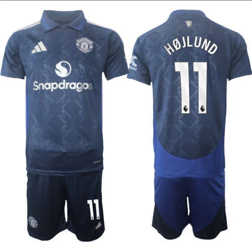 Manchester United #11 HOJLUND away Navy 2024-25 suit soccer jerseys