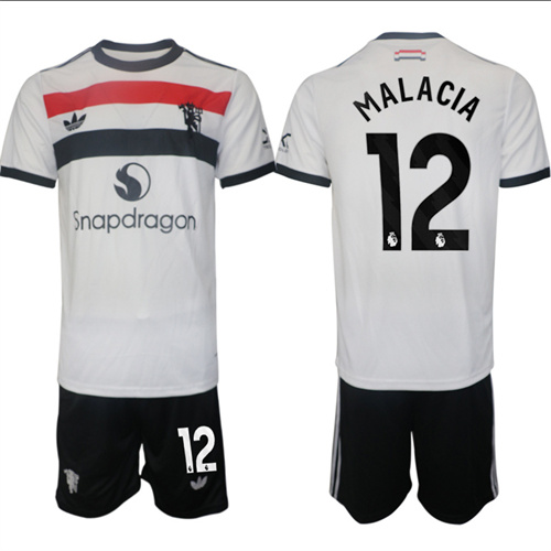 Manchester United #12 MALACIA 2nd Away White Navy 2024-25 suit soccer jerseys