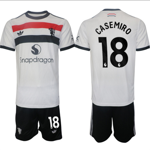 Manchester United #18 CASEMIRO 2nd Away White Navy 2024-25 suit soccer jerseys