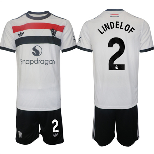 Manchester United #2 LINDELOF 2nd Away White Navy 2024-25 suit soccer jerseys