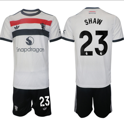Manchester United #23 SHAW 2nd Away White Navy 2024-25 suit soccer jerseys