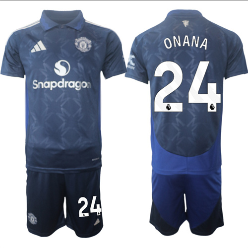 Manchester United #24 ONANA away Navy 2024-25 suit soccer jerseys