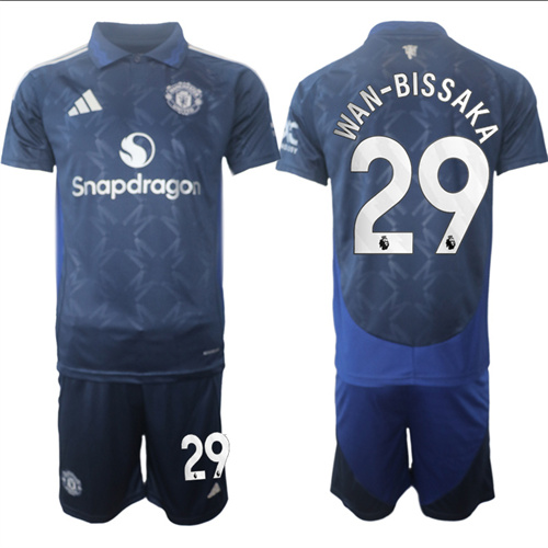 Manchester United #29 WAN-BISSAKA away Navy 2024-25 suit soccer jerseys