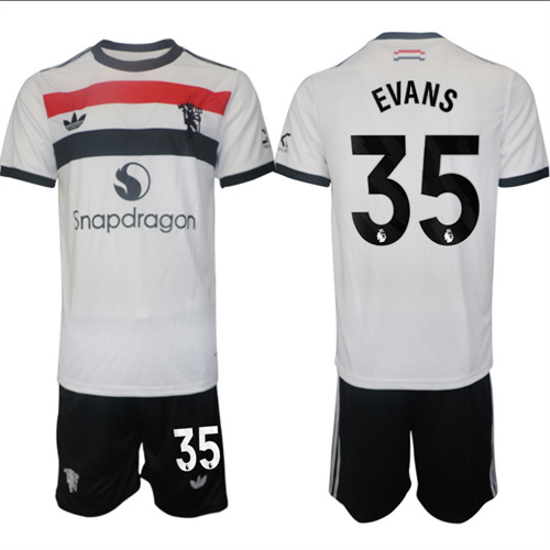 Manchester United #35 EVANS 2nd Away White Navy 2024-25 suit soccer jerseys
