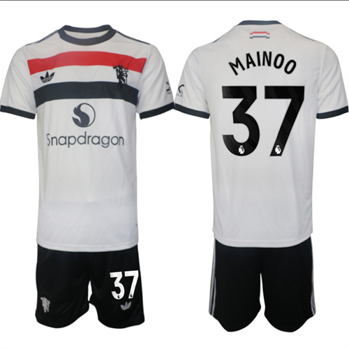 Manchester United #37 MAINOO 2nd Away White Navy 2024-25 suit soccer jerseys