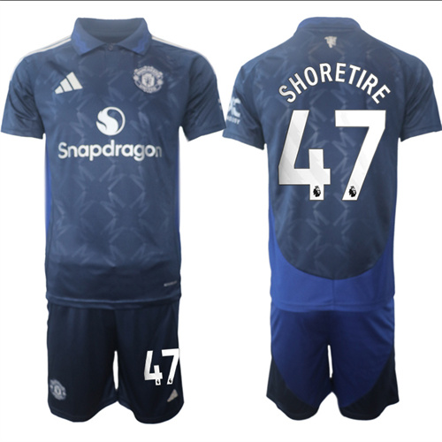 Manchester United #47 SHORETIRE away Navy 2024-25 suit soccer jerseys