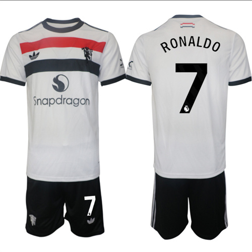 Manchester United #7 RONALDO 2nd Away White Navy 2024-25 suit soccer jerseys