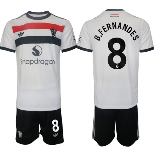 Manchester United #8 B.FERNANDES 2nd Away White Navy 2024-25 suit soccer jerseys