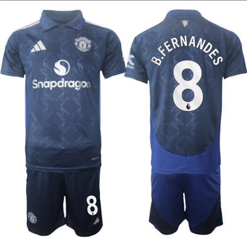 Manchester United #8 B.FERNANDES away Navy 2024-25 suit soccer jerseys