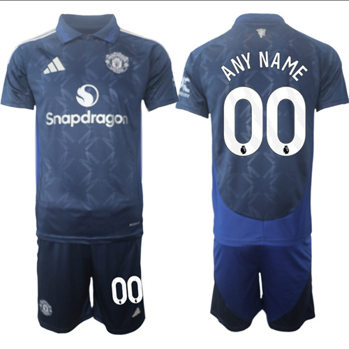 Manchester United Custom Any Name And Number away Navy 2024-25 suit soccer jerseys