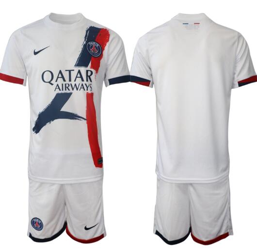 Men's Paris saint germain Away Custom or Blank 2024-25 WHite Soccer Jerseys Suit