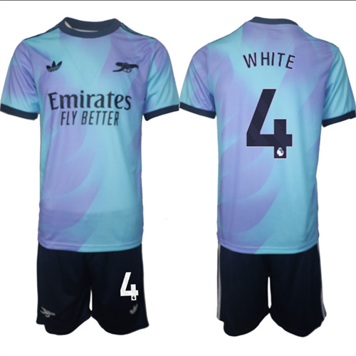 Men's Arsenal Second Away Kit 4# WHITE 2024-25 Suit Soccer Jerseys