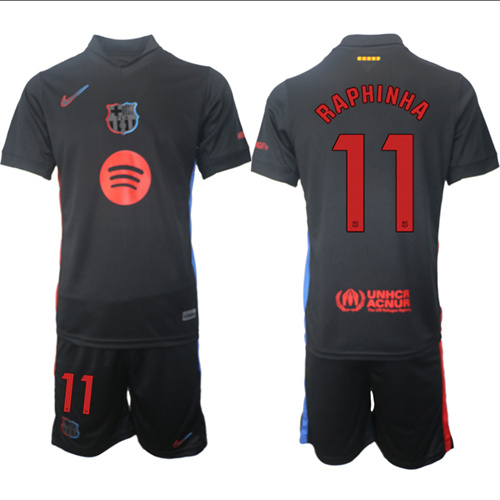 Men's FC Barcelona Away 11# RAPHINHA 2024-25 Suit Soccer Jerseys
