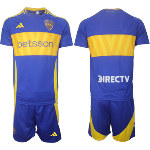 Men's Boca Juniors Home Custom Or Blank 2024-25 Suit Soccer Jerseys