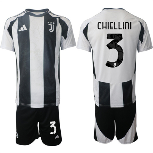 Men's Juventus FC home 3# CHIELLINI 2024-25 Suit Soccer Jerseys