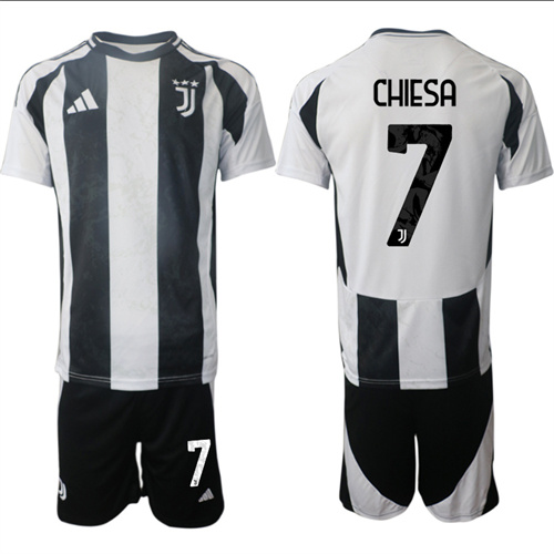 Men's Juventus FC home 7# CHIESA 2024-25 Suit Soccer Jerseys