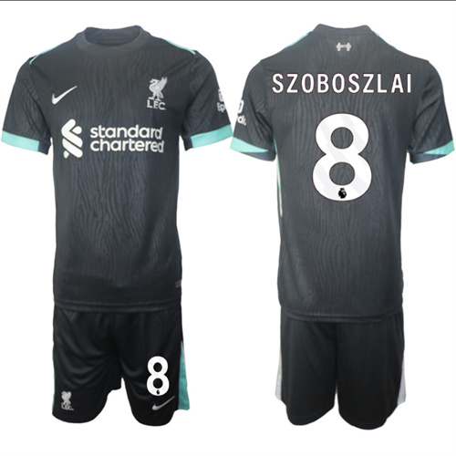 Men's Liverpool away 8# SZOBOSZLAI 2024-25 Suit Soccer Jerseys