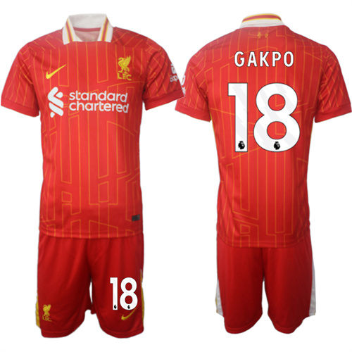 Men's Liverpool home 18# GAKPO 2024-25 Suit Soccer Jerseys