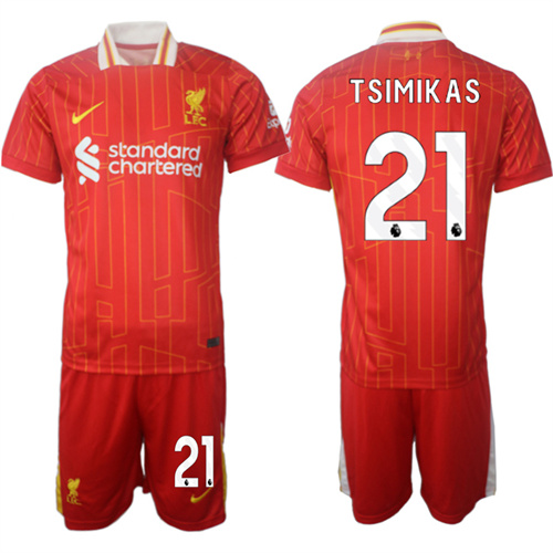 Men's Liverpool home 21# TSIMIKAS 2024-25 Suit Soccer Jerseys