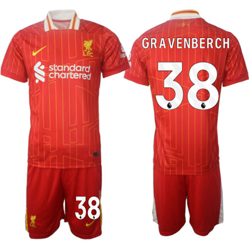 Men's Liverpool home 38# GRAVENBERCH 2024-25 Suit Soccer Jerseys