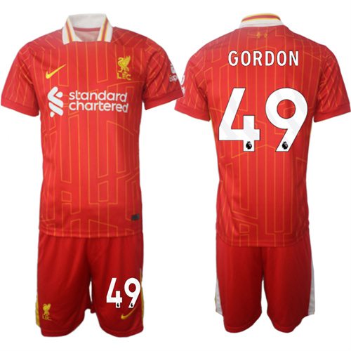 Men's Liverpool home 49# GORDON 2024-25 Suit Soccer Jerseys