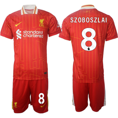 Men's Liverpool home 8# SZOBOSZLAI 2024-25 Suit Soccer Jerseys