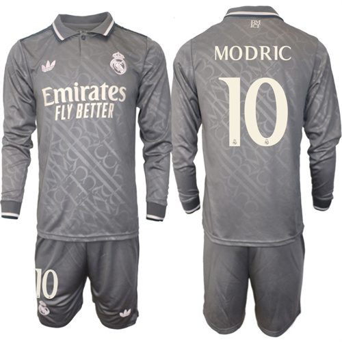 Men's Real Madrid away Long sleeves 10# MODRIC 2024-25 Suit Soccer Jerseys