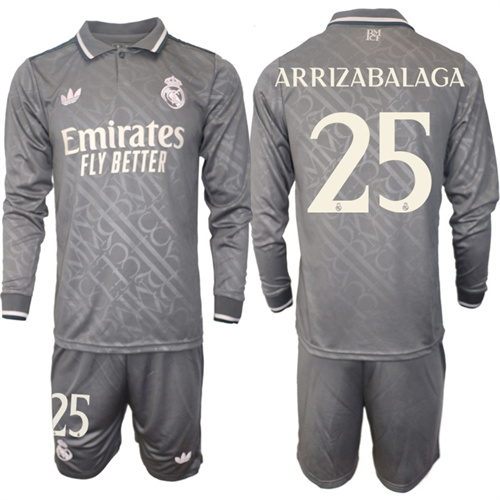 Men's Real Madrid away Long sleeves 25# ARRIZABALAGA 2024-25 Suit Soccer Jerseys