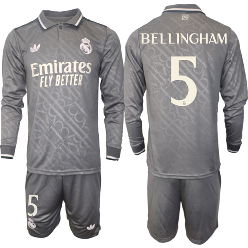 Men's Real Madrid away Long sleeves 5# BELLINGHAM 2024-25 Suit Soccer Jerseys